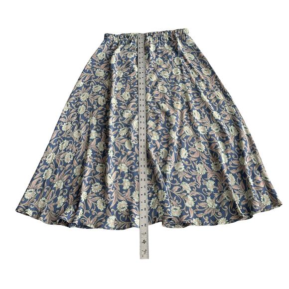 Zoe California VTG Pull On Rayon Crepe Floral Print Blue Pink Midi Skirt Large - Picture 5 of 7